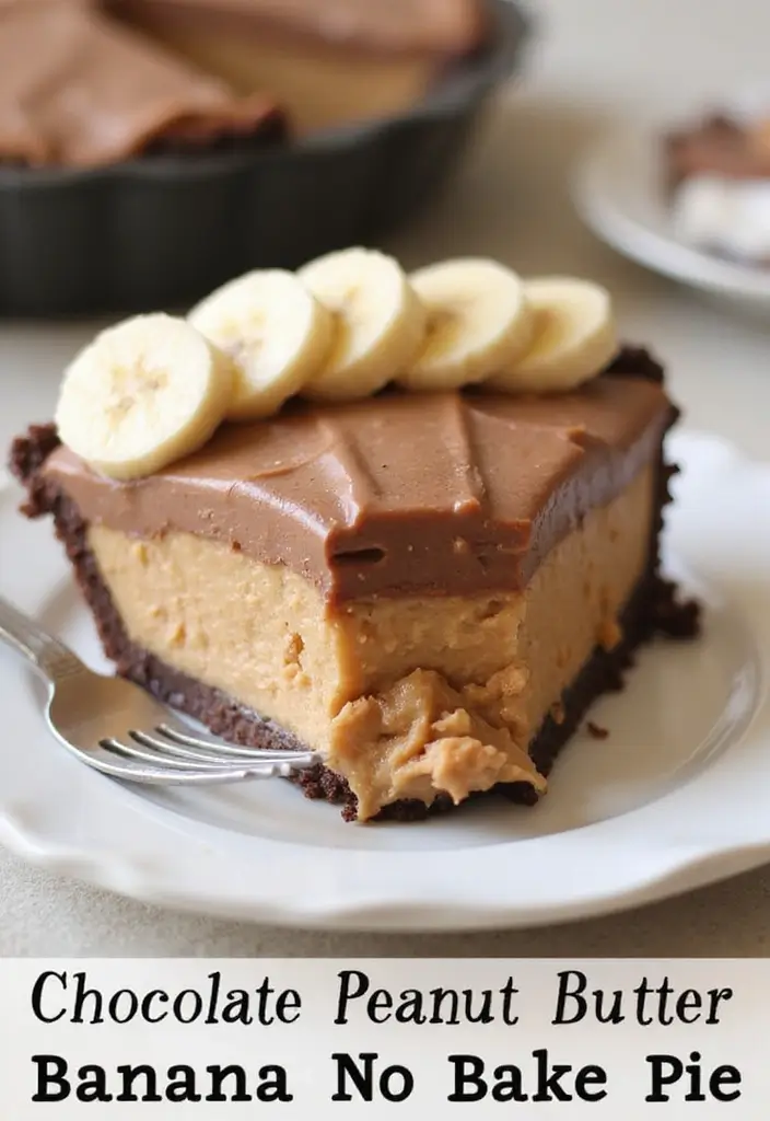 25 No Bake Chocolate Pie Recipes That Are Quick and Creamy 155 25 No Bake Chocolate Pie Recipes That Are Quick and Creamy - 23. Chocolate Peanut Butter Banana No Bake Pie