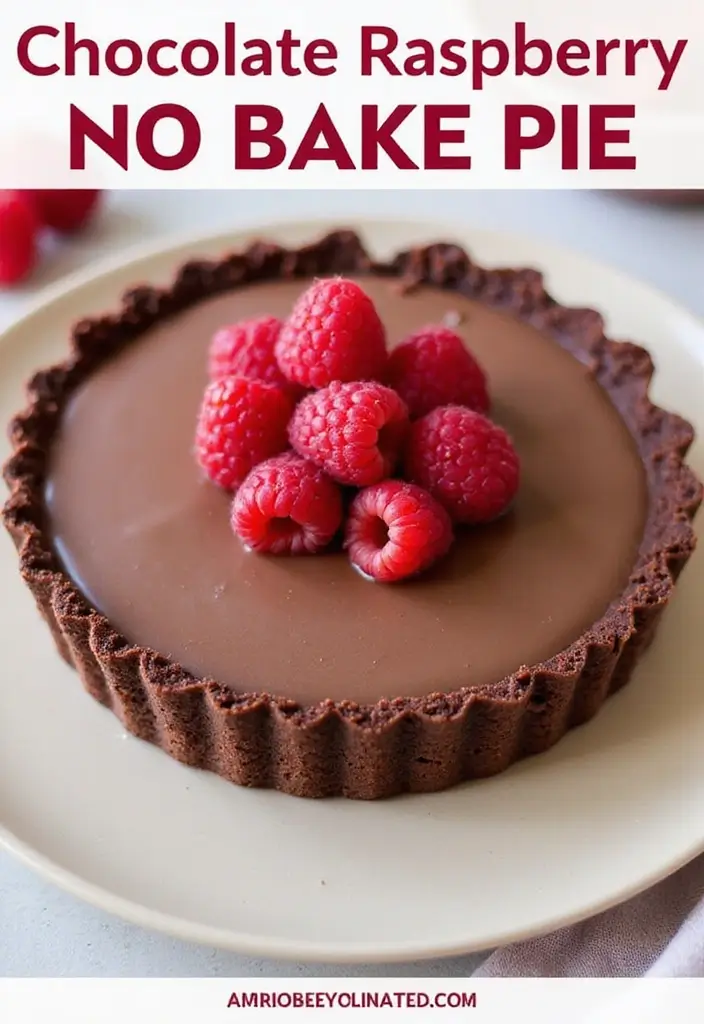 25 No Bake Chocolate Pie Recipes That Are Quick and Creamy 43 25 No Bake Chocolate Pie Recipes That Are Quick and Creamy - 7. Chocolate Raspberry No Bake Pie