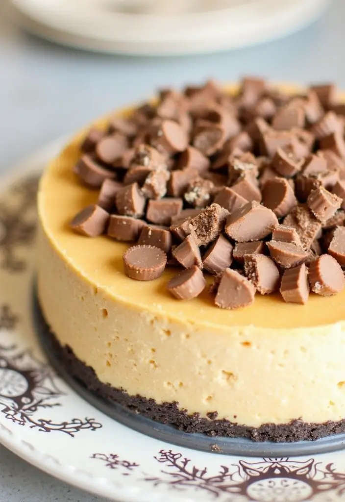 25 Reese’s Peanut Butter Pie Recipes That Are Sweet and Rich - 20. No-Bake Reese’s Peanut Butter Cheesecake