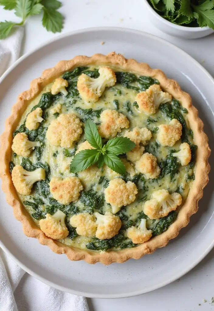 25 Spinach Quiche Recipes with Easy Pie Crusts - 16. Spinach and Cauliflower Quiche