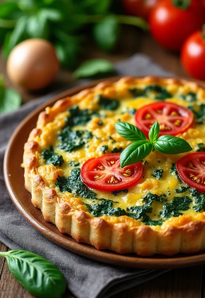 25 Spinach Quiche Recipes with Easy Pie Crusts - 5. Spinach, Tomato, and Basil Quiche