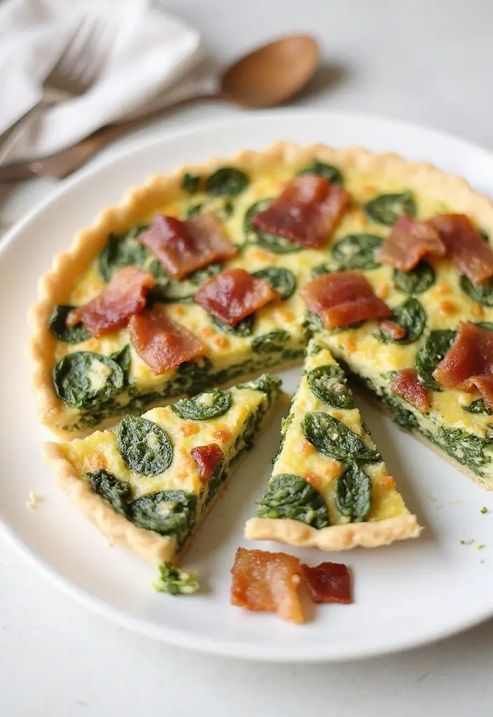25 Spinach Quiche Recipes with Easy Pie Crusts - 6. Spinach and Bacon Quiche