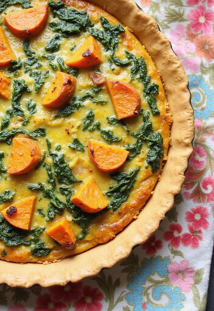 25 Spinach Quiche Recipes with Easy Pie Crusts - 7. Spinach and Sweet Potato Quiche