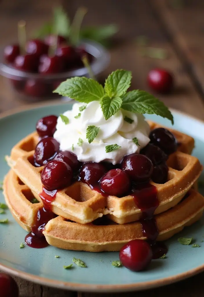 28 Cherry Pie Filling Breakfast Recipes That Feel Like Dessert - 10. Cherry Pie Waffles