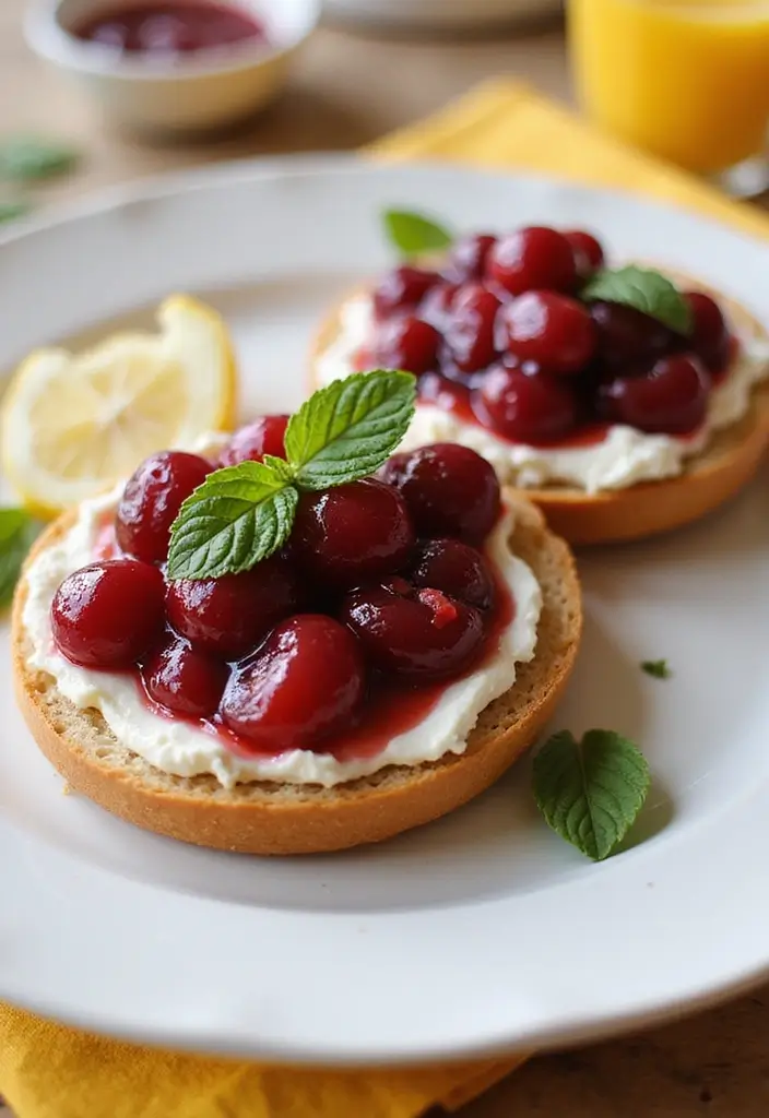 28 Cherry Pie Filling Breakfast Recipes That Feel Like Dessert - 27. Cherry Pie Topped Bagel