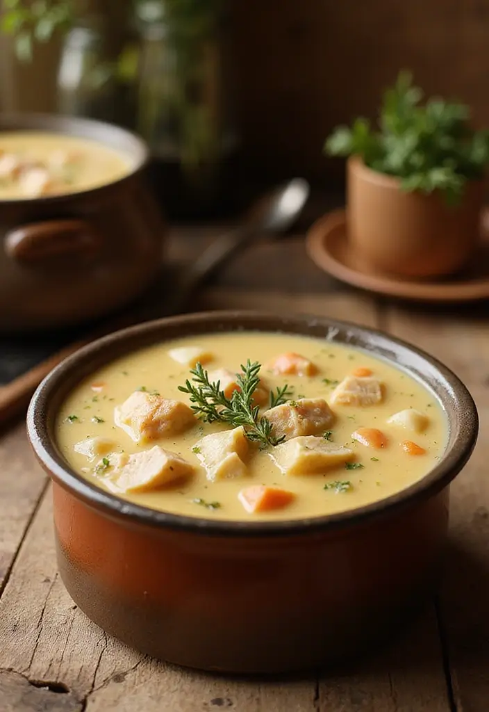 28 Crockpot Chicken Pot Pie Soup Recipes for Cozy Nights 96 28 Crockpot Chicken Pot Pie Soup Recipes for Cozy Nights - 16. Rustic Chicken Pot Pie Soup with Thyme