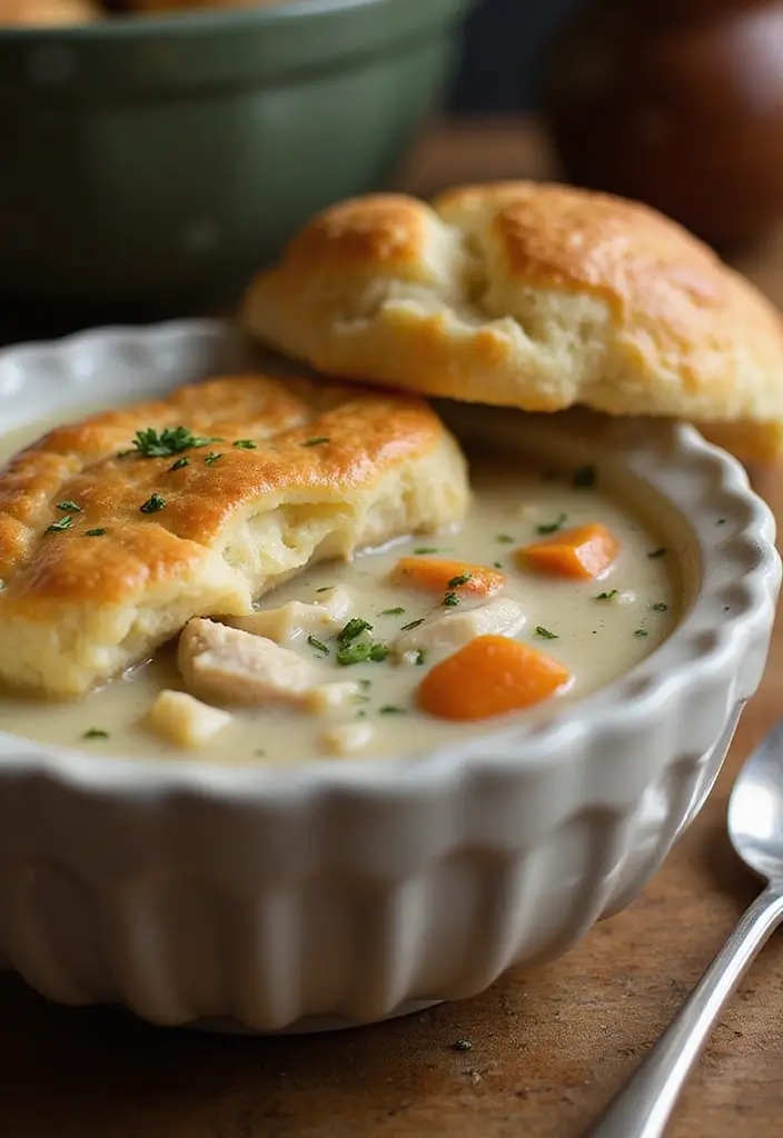 28 Crockpot Chicken Pot Pie Soup Recipes for Cozy Nights 8 28 Crockpot Chicken Pot Pie Soup Recipes for Cozy Nights - 2. Hearty Chicken Pot Pie Soup with Biscuit Topping
