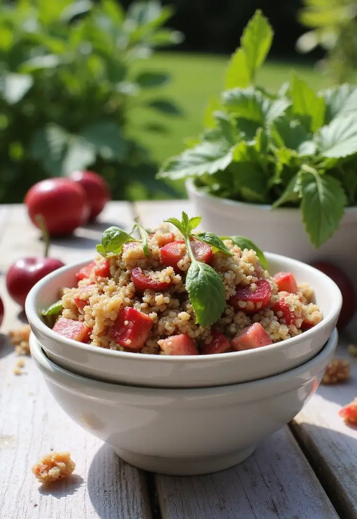 28 Rhubarb and Cherry Pie Filling Recipes That Blend Tart and Sweet - 17. Cherry Rhubarb Quinoa Salad