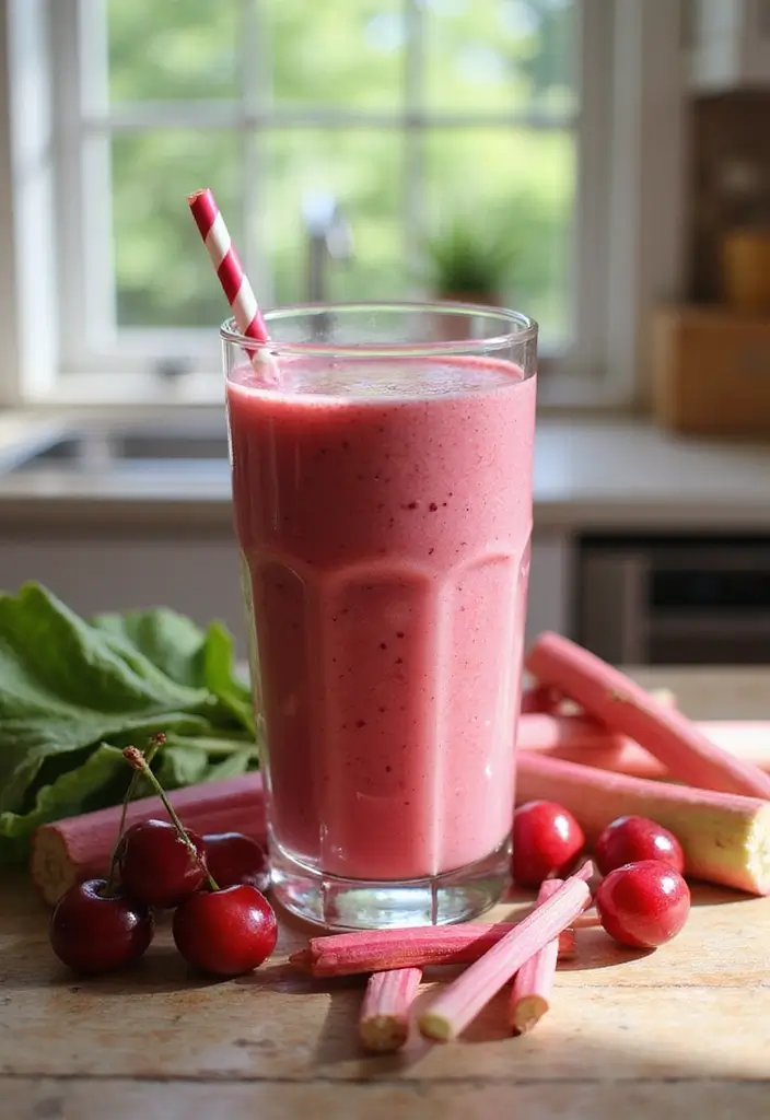 28 Rhubarb and Cherry Pie Filling Recipes That Blend Tart and Sweet - 18. Rhubarb Cherry Smoothie
