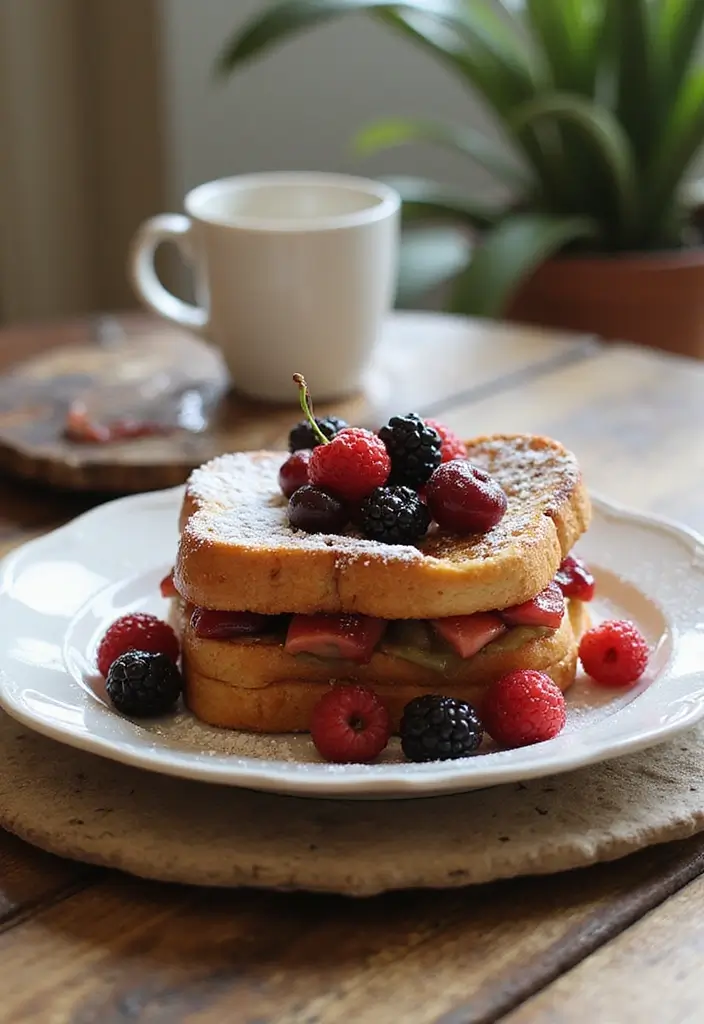 28 Rhubarb and Cherry Pie Filling Recipes That Blend Tart and Sweet - 22. Rhubarb Cherry Stuffed French Toast