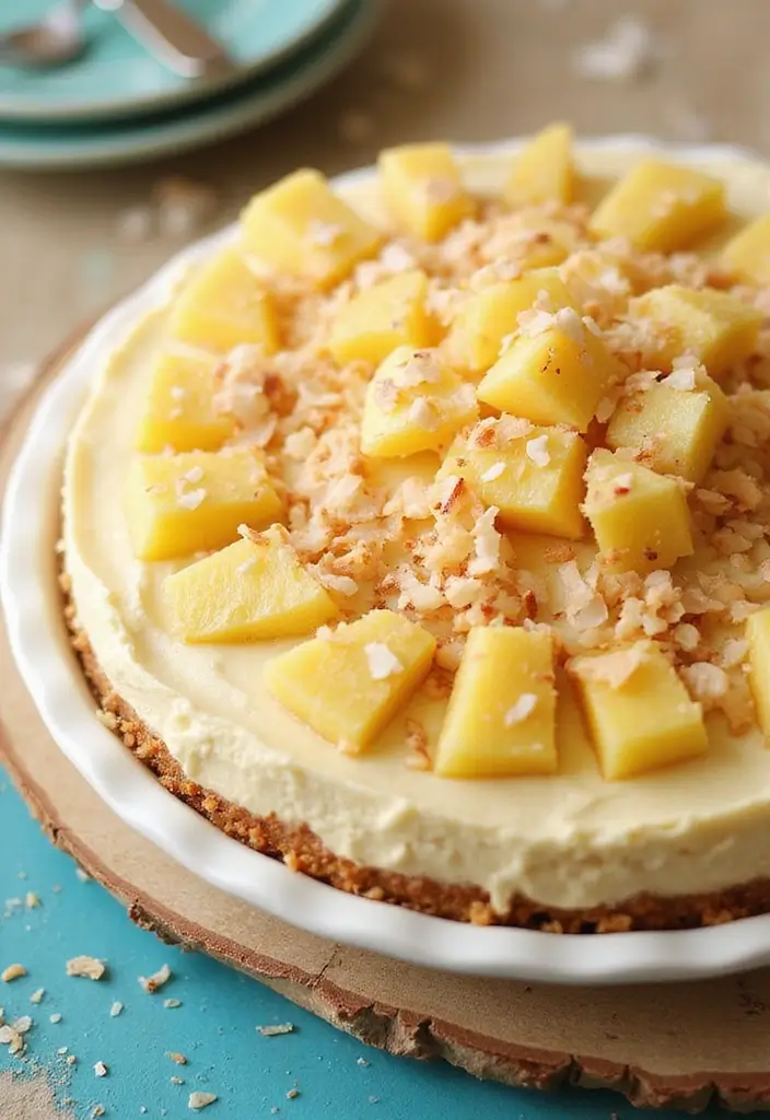 29 No Bake Cheesecake Pie Recipes for Quick Desserts 163 29 No Bake Cheesecake Pie Recipes for Quick Desserts - 27. No Bake Pineapple Coconut Cheesecake