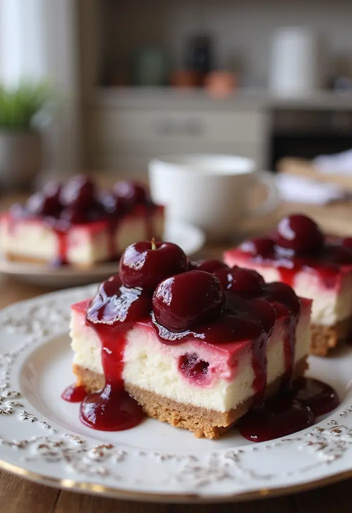 29 Recipes with Cherry Pie Filling That Look Bakery-Perfect 1 29 Recipes with Cherry Pie Filling That Look Bakery-Perfect - 1. Cherry Cheesecake Bars
