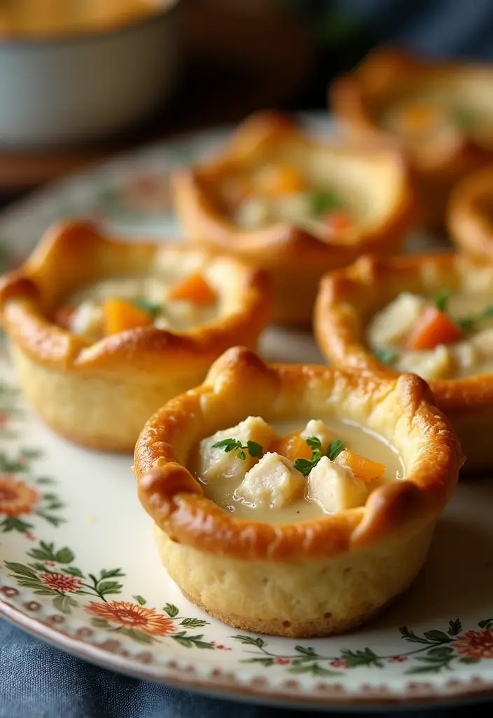 30 Appetizer Recipes with Pie Crust That Impress Every Guest 8 30 Appetizer Recipes with Pie Crust That Impress Every Guest - 2. Mini Chicken Pot Pie Cups