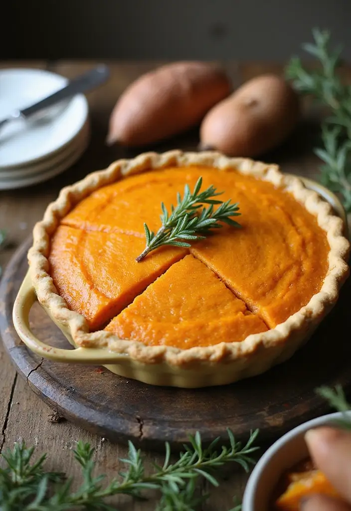 30 Keto Sweet Potato Pie Recipes for Low Carb Holidays - 24. Thyme and Rosemary Keto Sweet Potato Pie